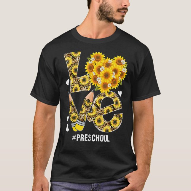 KÄRLEK Heart Preschool Life Solros Leopard Valent T Shirt (Framsida)