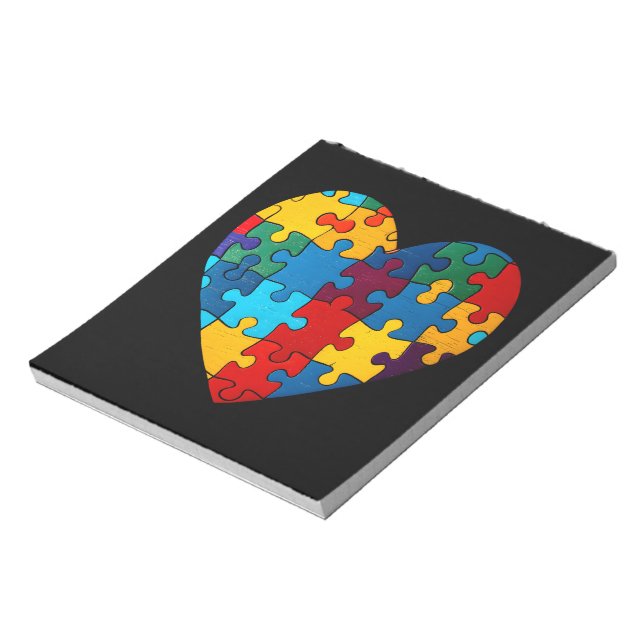 Kärlek Heart Puzzle Acceptance Autism Awareness Anteckningsblock (Roterad)