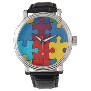 Kärlek Heart Puzzle Acceptance Autism Awareness Armbandsur