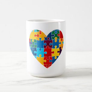 Kärlek Heart Puzzle Acceptance Autism Awareness Kaffemugg