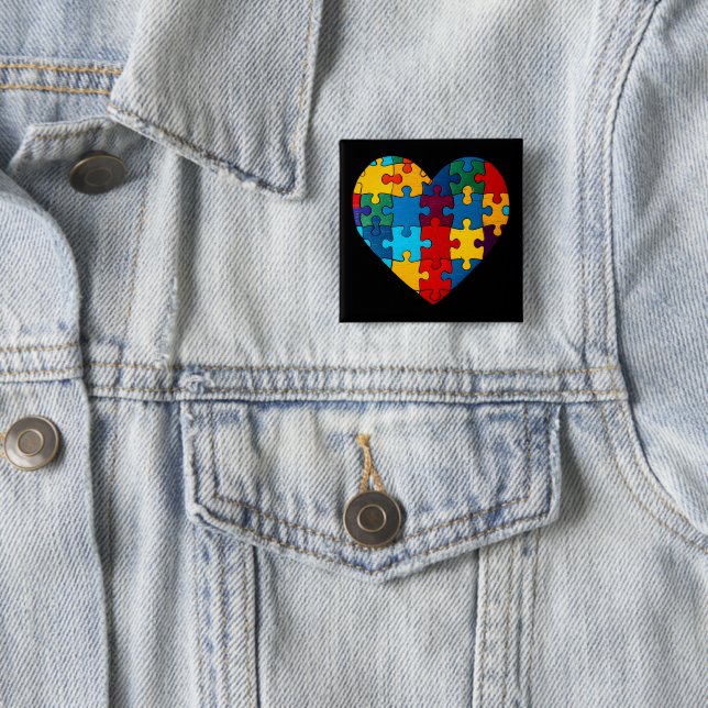 Kärlek Heart Puzzle Acceptance Autism Awareness Knapp (In Situ)
