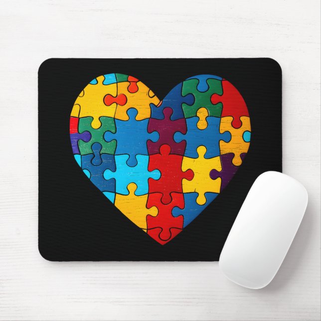 Kärlek Heart Puzzle Acceptance Autism Awareness Musmatta (Med mus)
