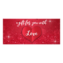 Kärlek Heart Red Glitter Valentine Day Gift Card