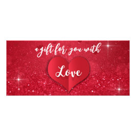 Kärlek Heart Red Glitter Valentine Day Gift Card Reklamkort