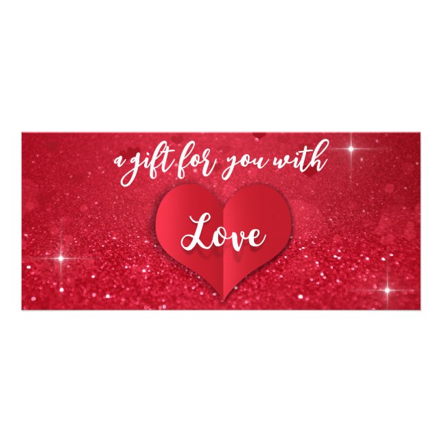 Kärlek Heart Red Glitter Valentine Day Gift Card Reklamkort (Framsidan)