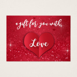 Kärlek Heart Red Glitter Valentine Day Gift Card Visitkort