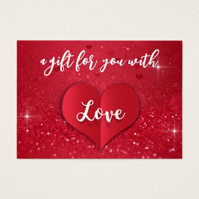 Kärlek Heart Red Glitter Valentine Day Gift Card Visitkort (Framsidan)