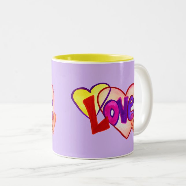 Kärlek Heart Ringar Anpassningsbar Kaffe koppar el (Framsida höger)