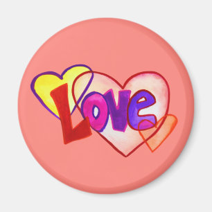 Kärlek Heart Ringar Art Painting Magnet