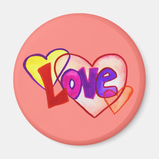 Kärlek Heart Ringar Art Painting Magnet (Framsidan)