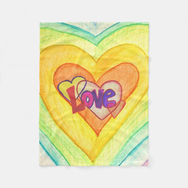 Kärlek Heart Ringar Chemo Blanket Fleecefilt (Framsidan)