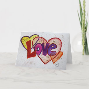 Kärlek Heart Ringar Glitter Hälsning eller Note Ca Helgkort