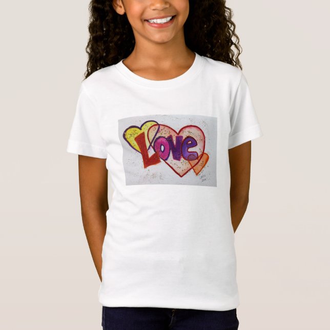 Kärlek Heart Ringar Glitter inspirationskonst T-Sh Tröja (Framsida)