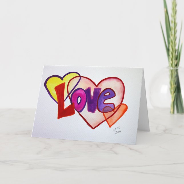 Kärlek Heart-Ringar-hälsningskort eller anteckning Kort (Framsida)