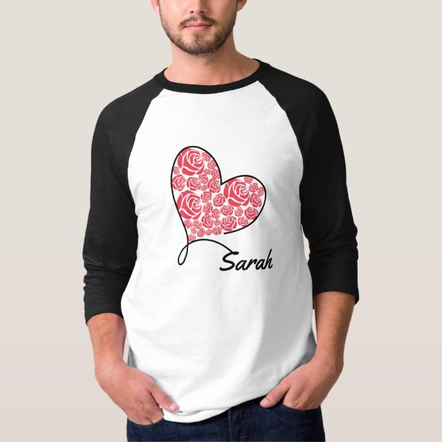 Kärlek Heart & Ro - Anpassningsbar T Shirt (Framsida)