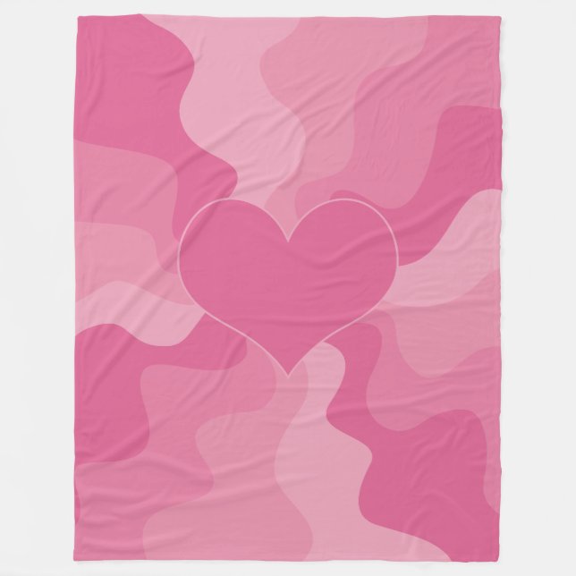 Kärlek Heart - Rosa Fleecefilt (Framsidan)