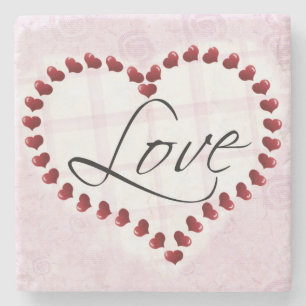 KÄRLEK Heart Rosa och Red Valentine Stenunderlägg