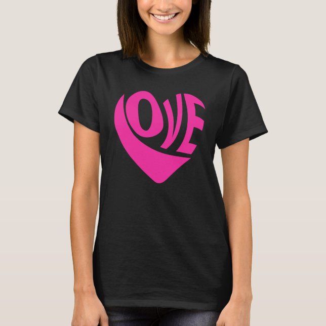 Kärlek Heart Rosa Ord T Shirt (Framsida)