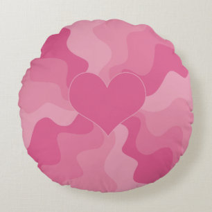 Kärlek Heart - Rosa Rund Kudde