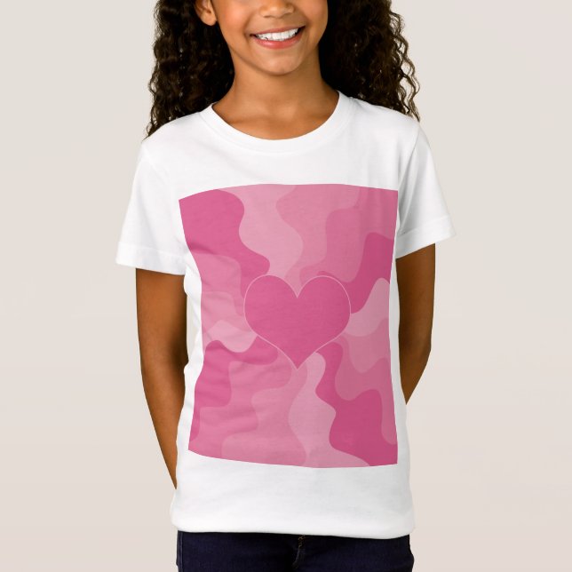 Kärlek Heart - Rosa T Shirt (Framsida)