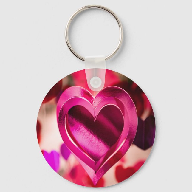 Kärlek Heart Rosa Valentines day-årsdagen Nyckelring (Framsida)