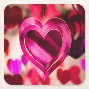 Kärlek Heart Rosa Valentines day-årsdagen Underlägg Papper Kvadrat