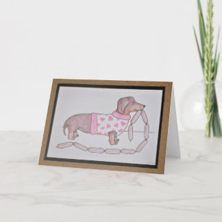 Kärlek Heart Sausage Hund Daschund Hälsning Card Helgkort