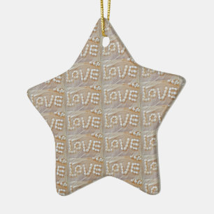 Kärlek Heart Sea Snäcka Beach Hearts Seashells Som Julgransprydnad Keramik