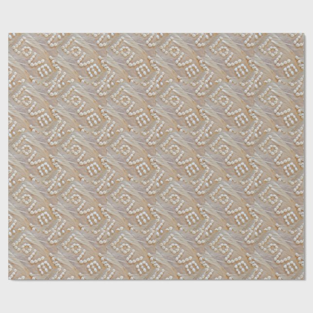 Kärlek Heart Sea Snäcka Beach Hearts Seashells Som Presentpapper (Platt)