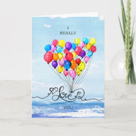 Kärlek Heart Sea Valentiness BALLOON vattenfärg Helgkort