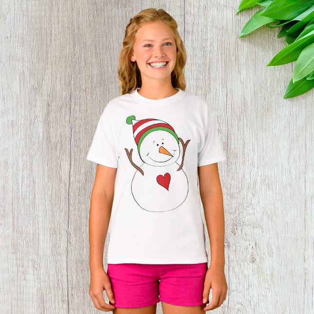 Kärlek Heart Snögubbe T Shirt (Skapare uppladdad)