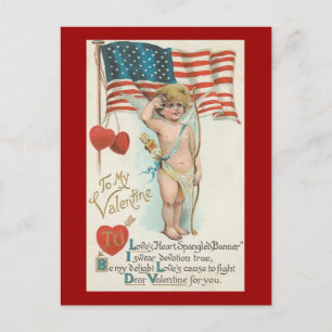 Kärlek Heart Spangled Banner Patriotic Valentine Helg Vykort