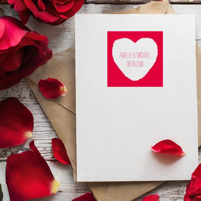 Kärlek Heart Spara datum Bröllop Självfärgande Stämpel (Skapare uppladdad)