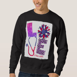 Kärlek Heart Stethoscope Nurse Life 4 juli 2022 Lång Ärmad Tröja