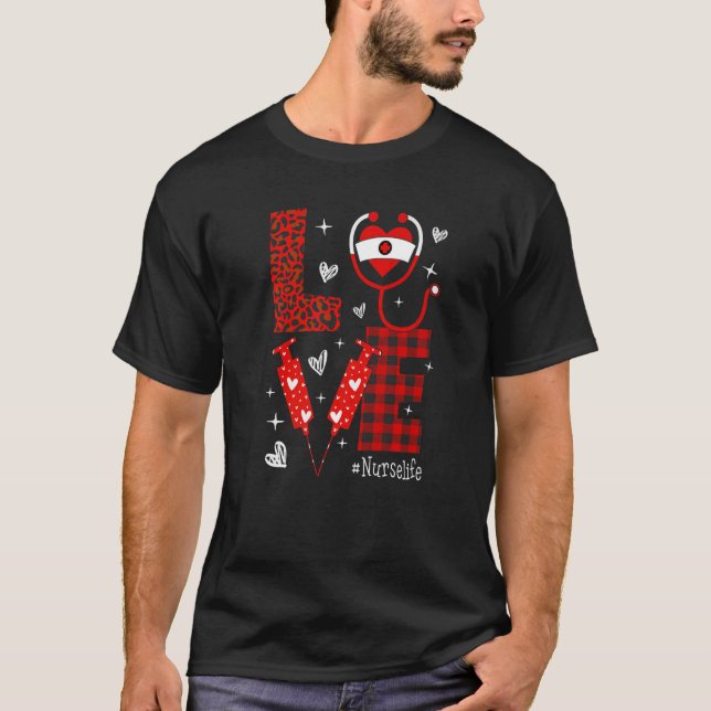 KÄRLEK Heart Stethoscope Nurse Life Funny Nurse Va T Shirt (Framsida)