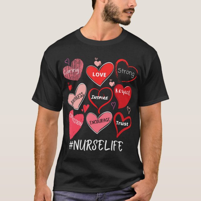 Kärlek Heart Stetoscope Sjuksköterska med livstid  T Shirt (Framsida)