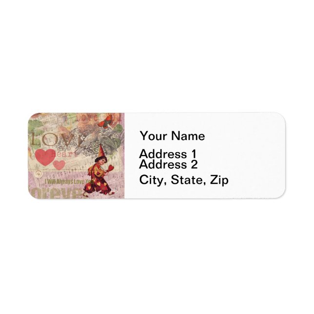 Kärlek Heart Swehoney Valentine Cherub Returadress Etikett (Framsidan)