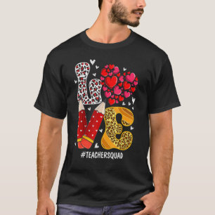 KÄRLEK Heart Teacher Squad Play Red Leopard Valent T Shirt