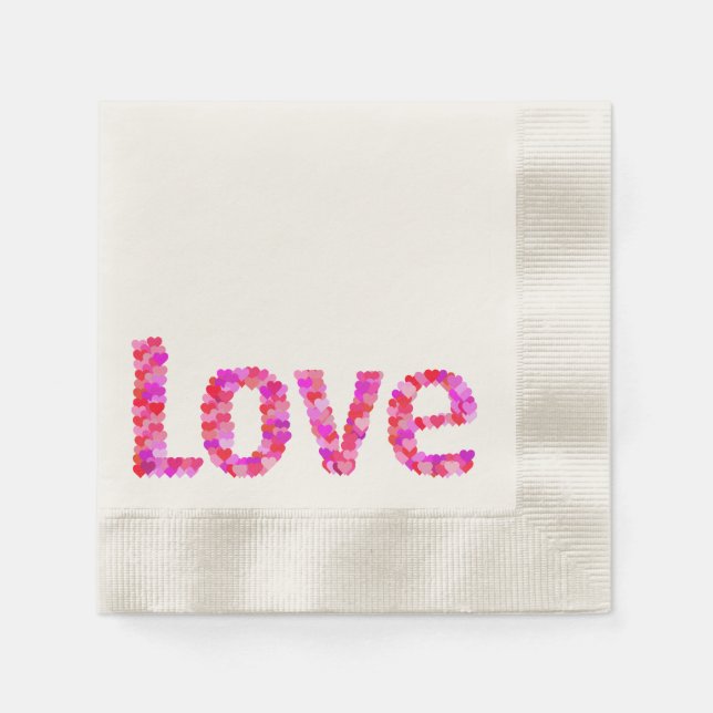 KÄRLEK Heart Text Napkins Pappersservett (Framsidan)