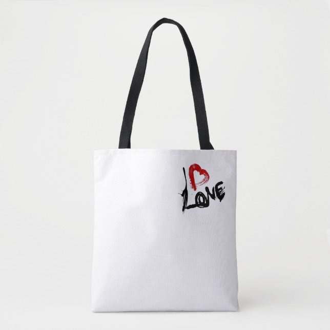 Kärlek Heart Tote Bag Tygkasse (Framsida)