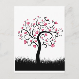 Kärlek Heart Träd Romantic för Valentines day-kort Vykort
