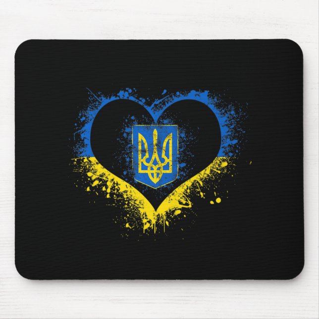 Kärlek Heart Ukraina Ukrainas ukrainska Flagga stå Musmatta (Framsidan)