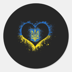 Kärlek Heart Ukraina Ukrainas ukrainska Flagga stå Runt Klistermärke