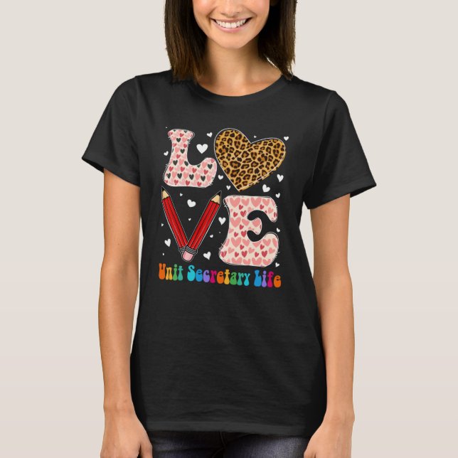 Kärlek Heart Unit Secretary Life Leopard Play Vale T Shirt (Framsida)