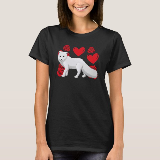 Kärlek Heart Valentindagen Ro Arktiska rävar T Shirt (Framsida)