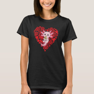 Kärlek Heart Valentindagen Ro Axolotl Boys Kids T Shirt
