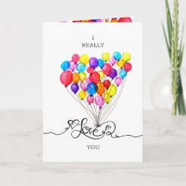 Kärlek Heart Valentines BALLOON vattenfärg Helgkort