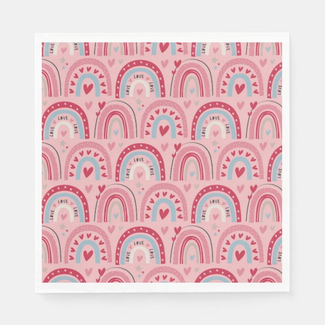 Kärlek Heart Valentines day Rainbow Pappersservett (Framsidan)