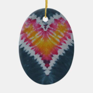 Kärlek Heart Valentines Tie Dye Julgransprydnad Keramik