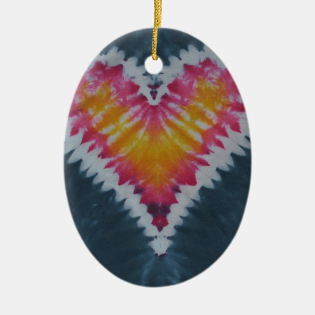 Kärlek Heart Valentines Tie Dye Julgransprydnad Keramik (Framsidan)
